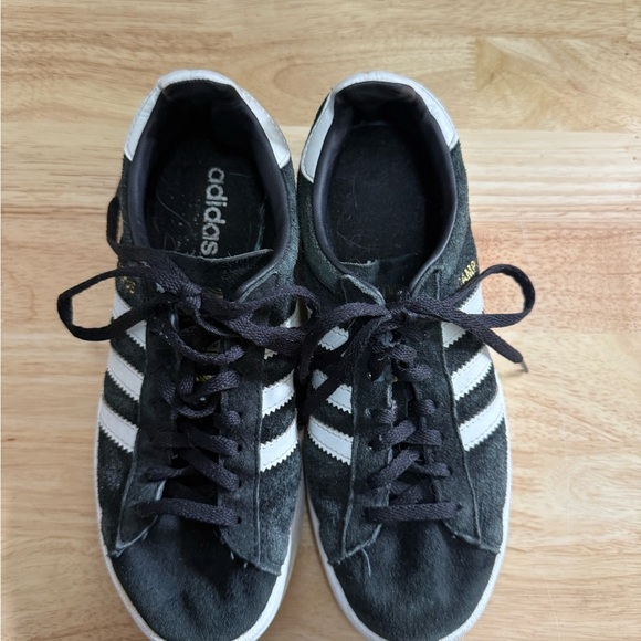 Adidas Black Suede Sneakers with White Stripes - Picture 3 of 5